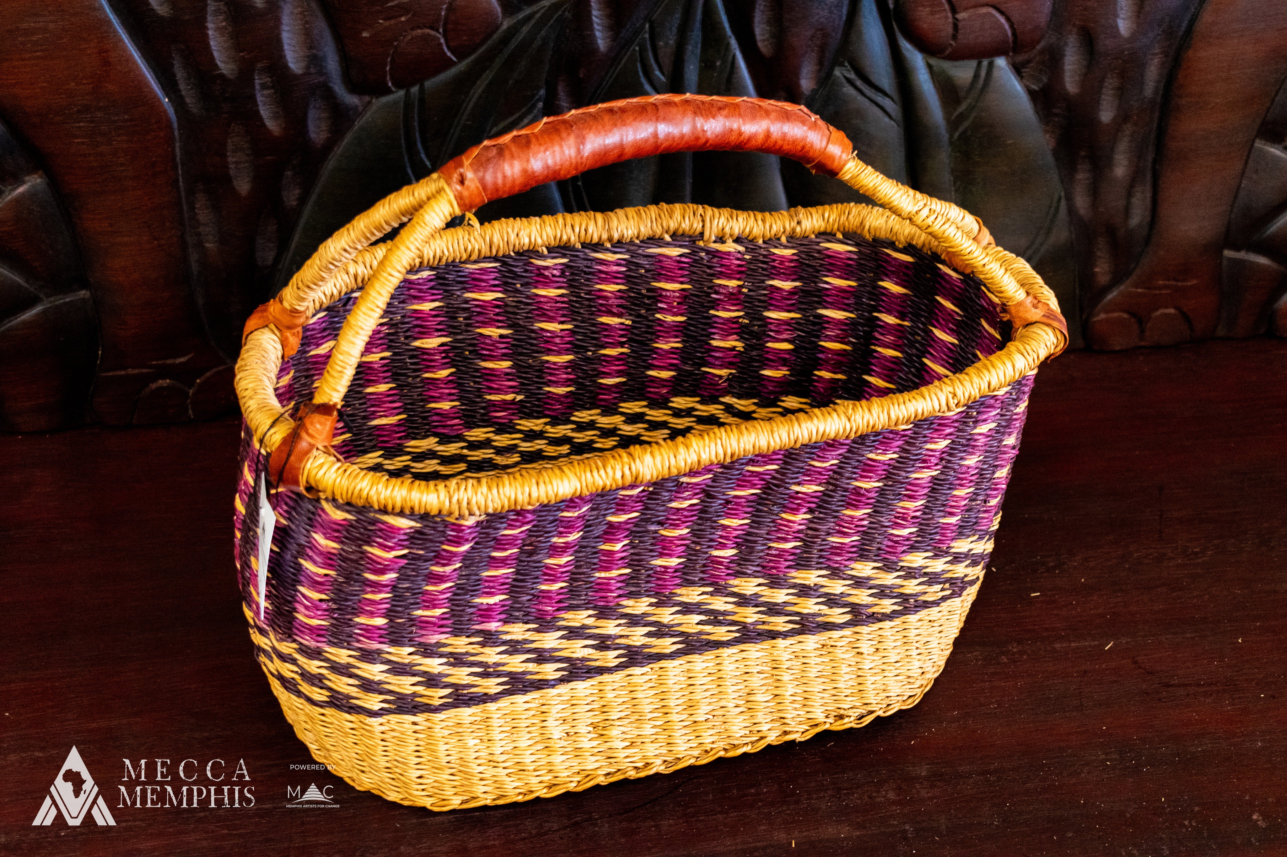 Woven Market Basket (Purple Detail)