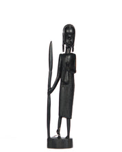 Hand Carved Village Woman w/ Walking Stick Statue (shelf 9)