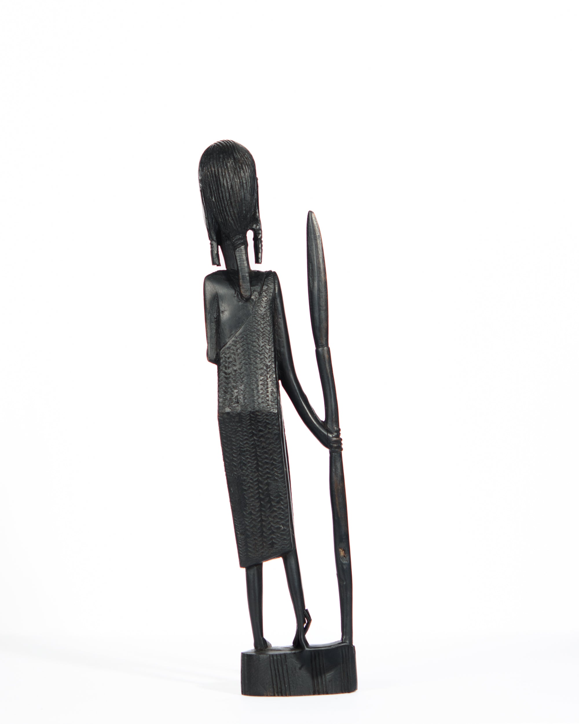 Hand Carved Village Woman w/ Walking Stick Statue (shelf 9)