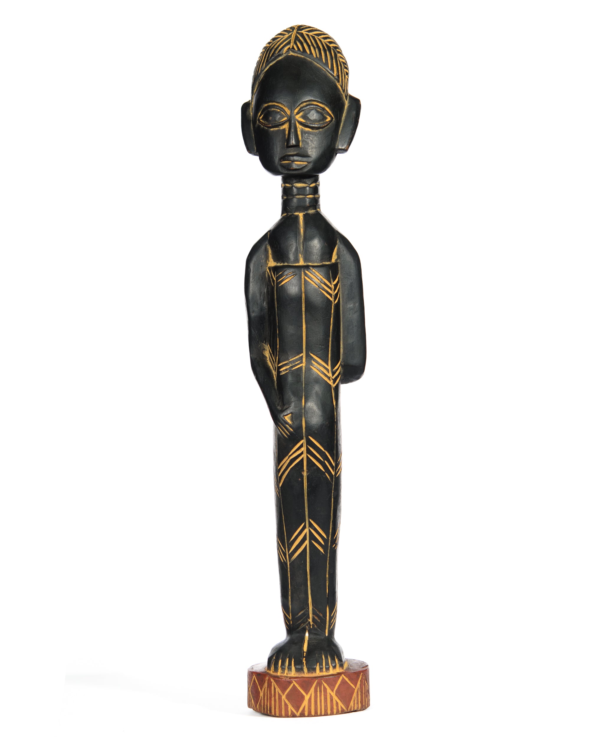 Hand Carved African Female Wood Doll Statue (shelf 7)
