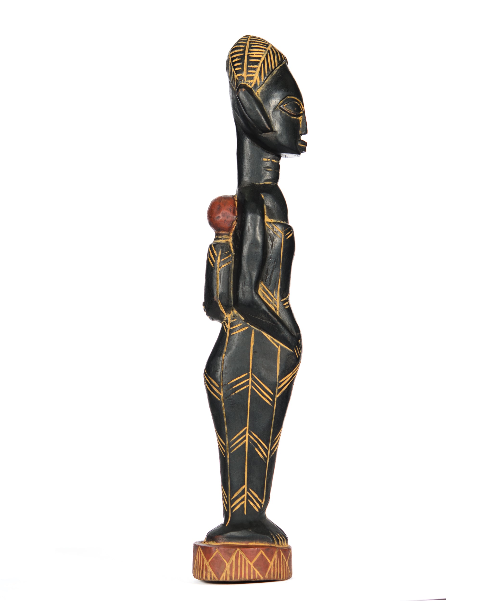 Hand Carved African Female Wood Doll Statue (shelf 7)