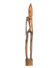 Hand Carved Light Brown Wooden Masked Male Statue (shelf 1*)