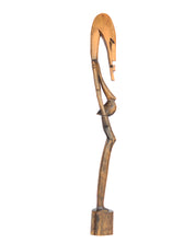 Hand Carved Light Brown Wooden Masked Male Statue (shelf 1*)
