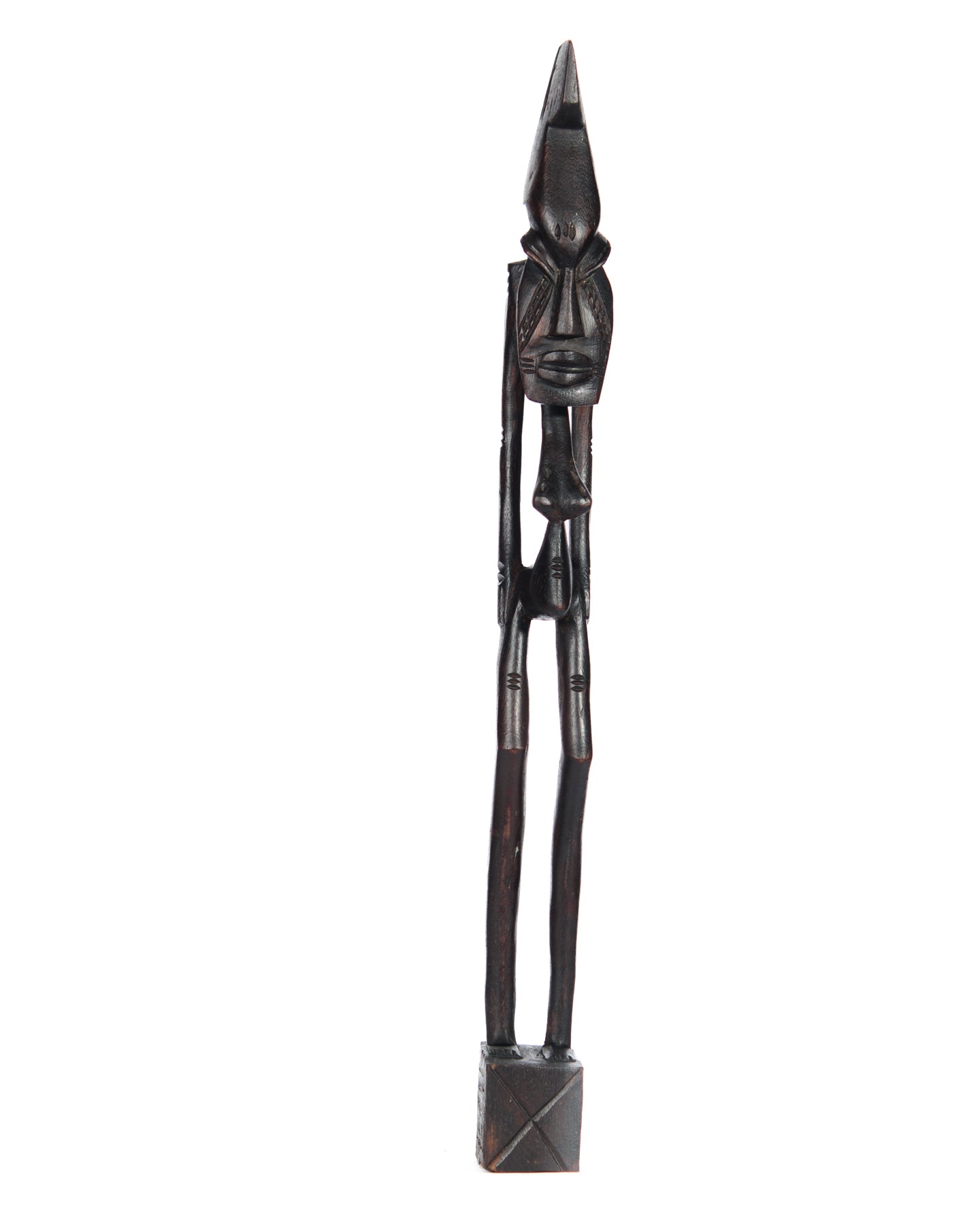 Hand Carved Dark Brown Wooden Female Masked Statue (shelf 1*)