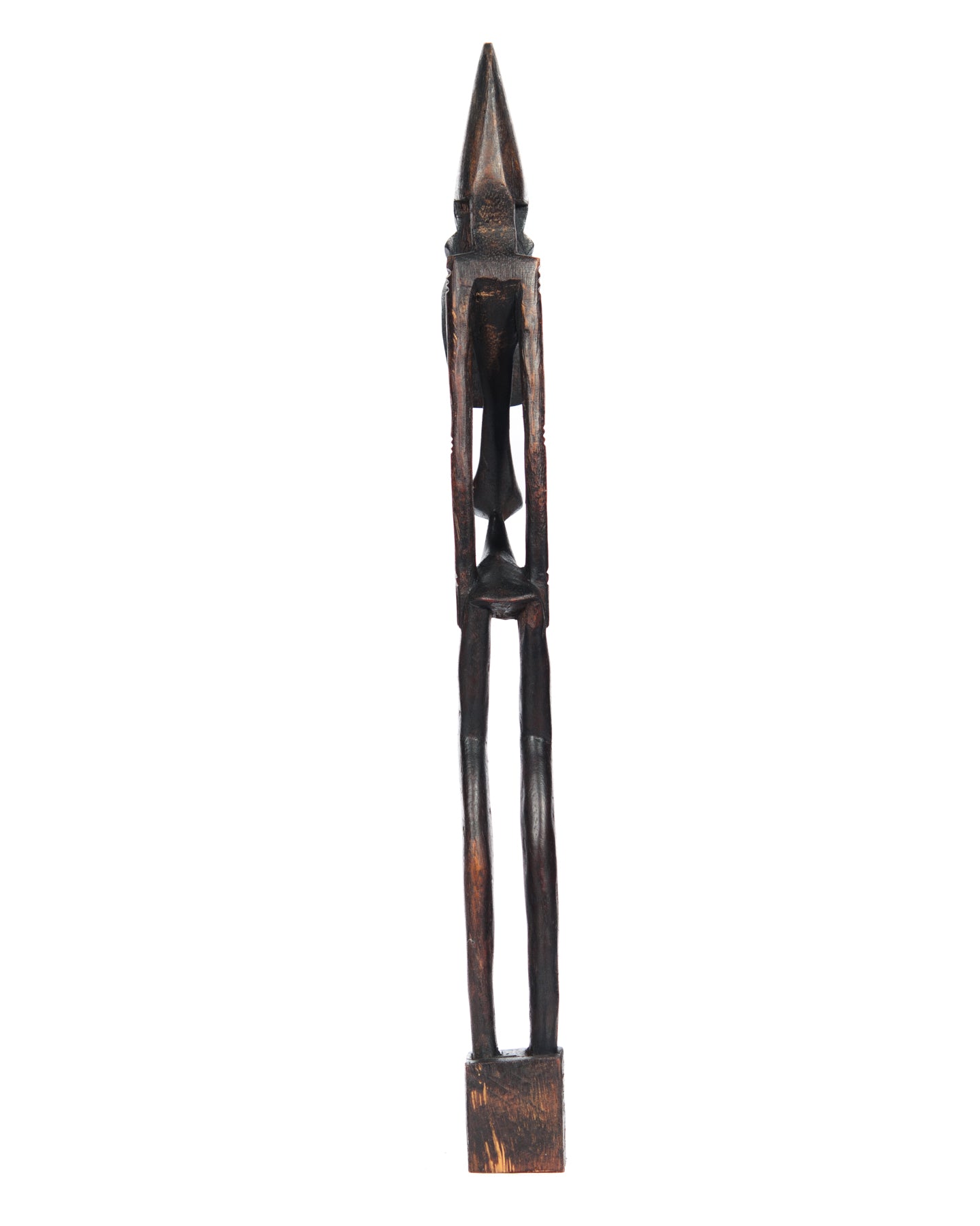 Hand Carved Dark Brown Wooden Female Masked Statue (shelf 1*)