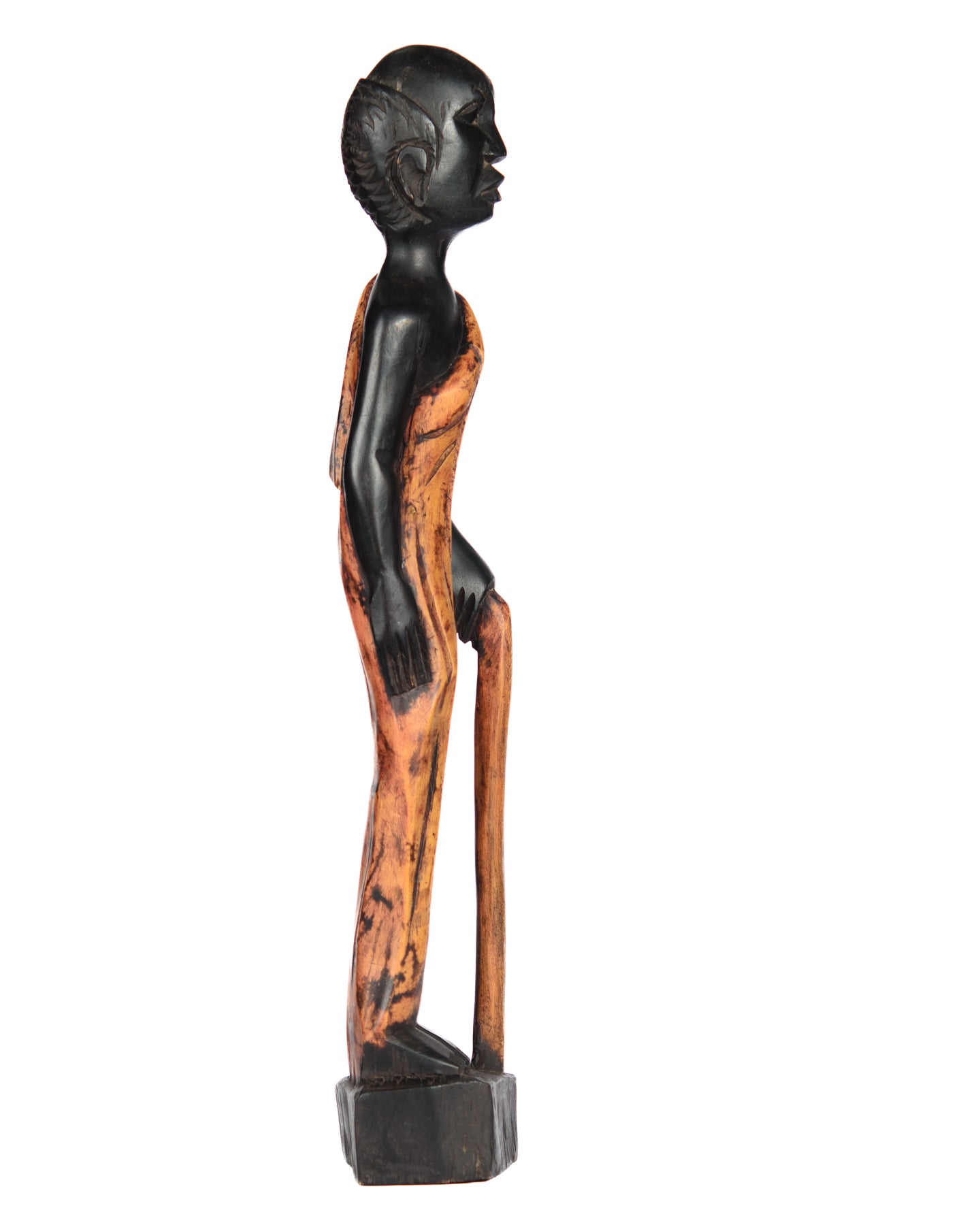 Hand Carved Man With Walking Cane Statue (shelf 3)