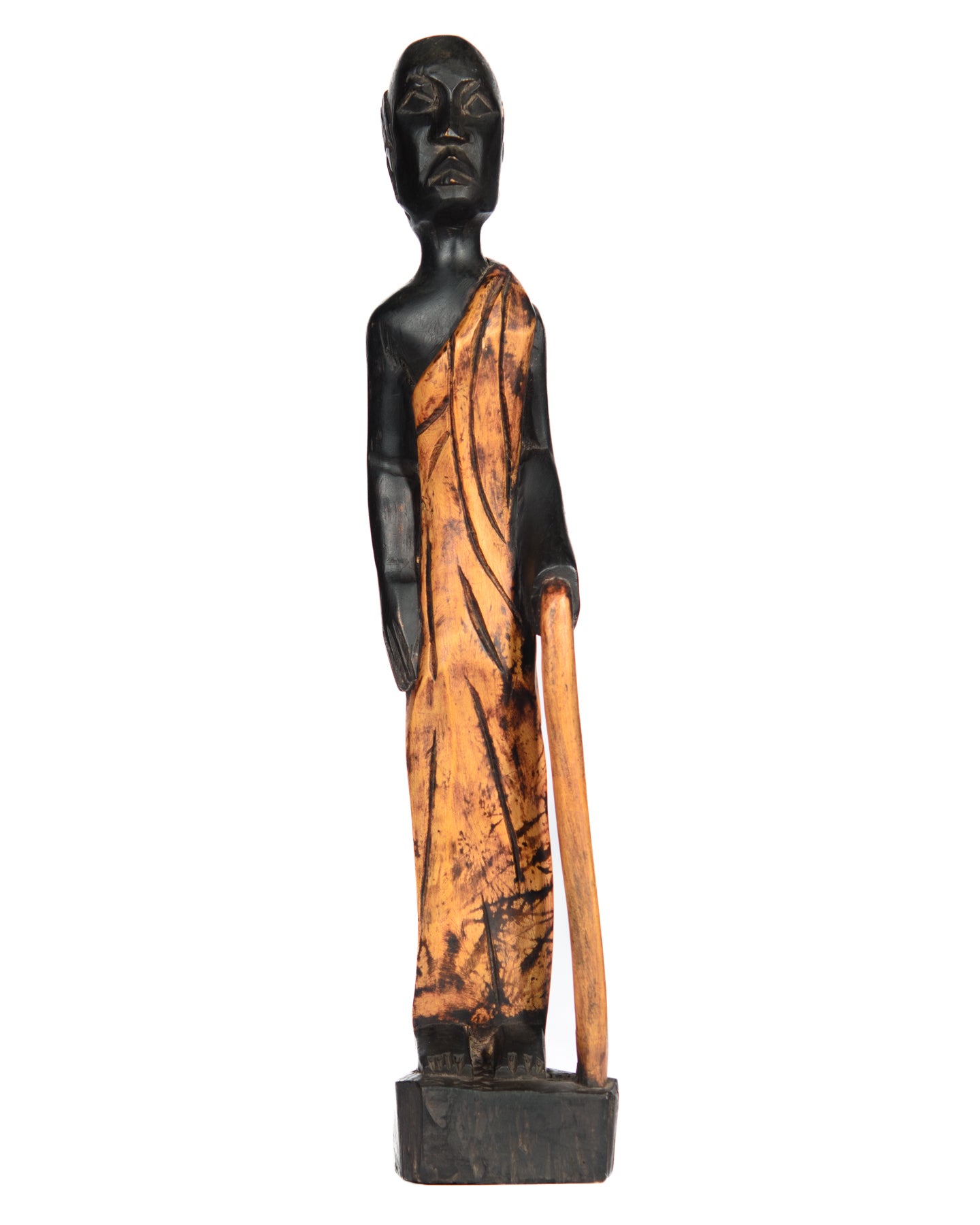 Hand Carved Man With Walking Cane Statue (shelf 3)