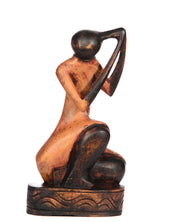 Hand Carved Sitting Woman Braiding Hair (Shelf 3)