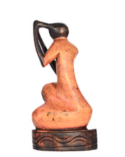 Hand Carved Sitting Woman Braiding Hair (Shelf 3)