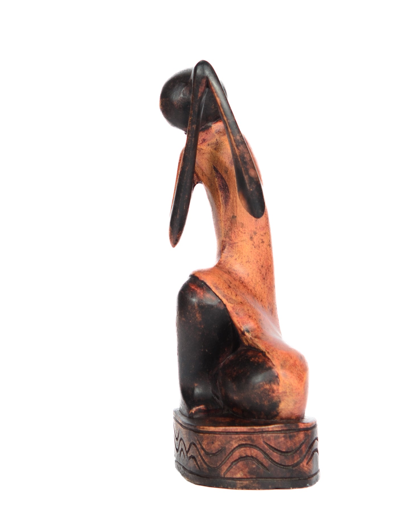 Hand Carved Sitting Woman Braiding Hair (Shelf 3)