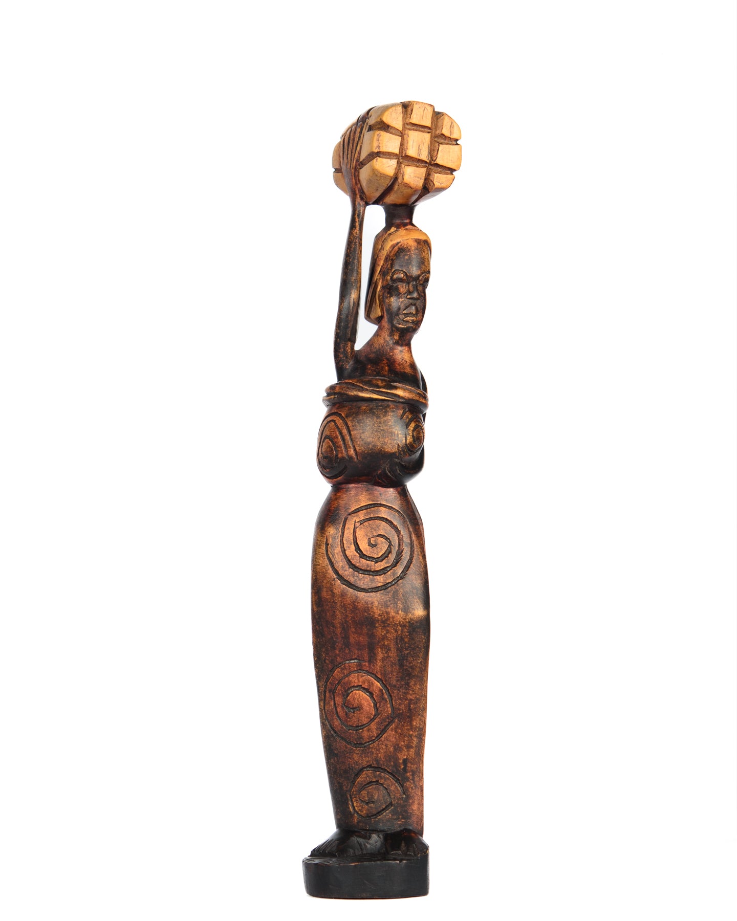 Hand Carved Village Woman Carrier Statue (Shelf 3)