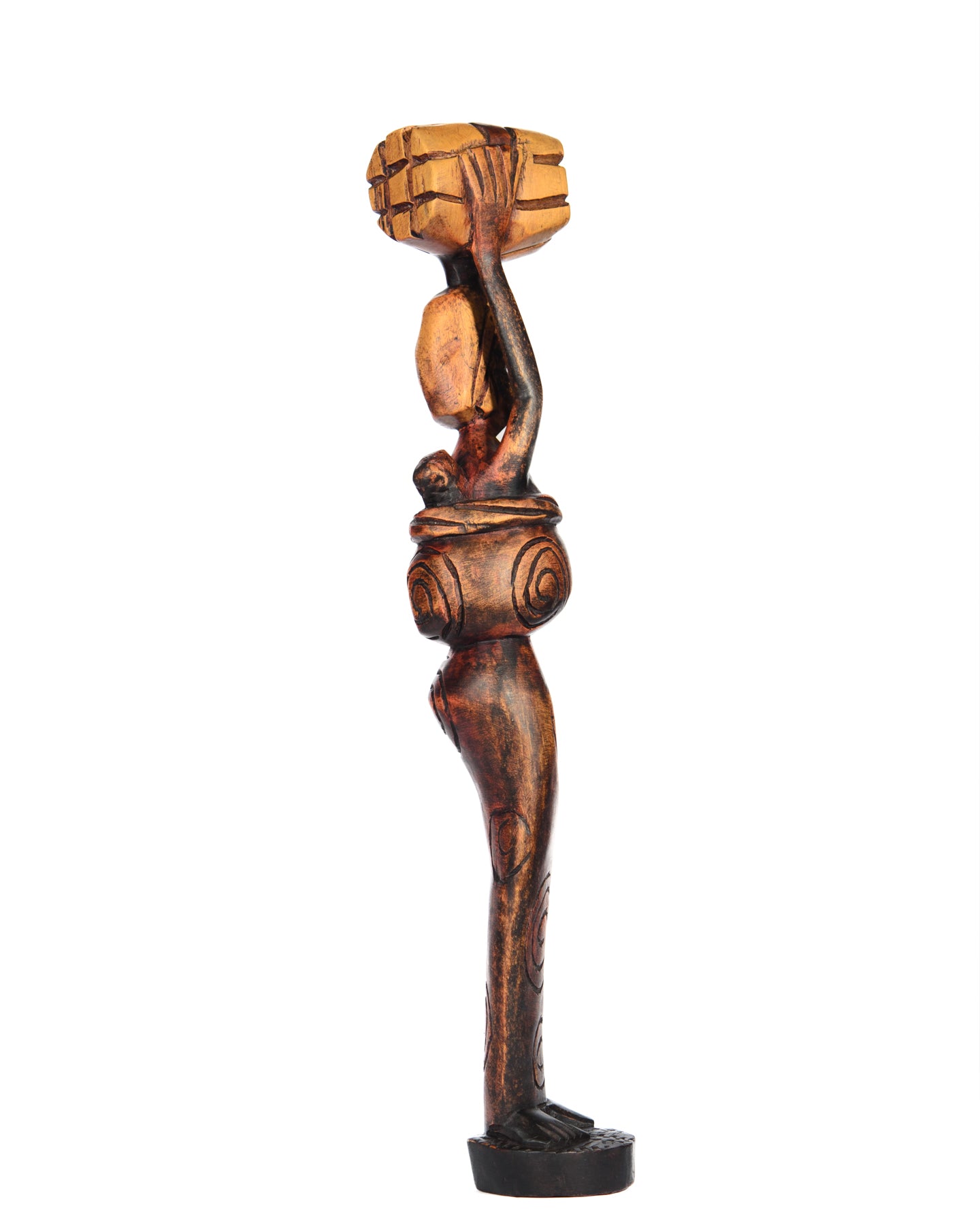 Hand Carved Village Woman Carrier Statue (Shelf 3)