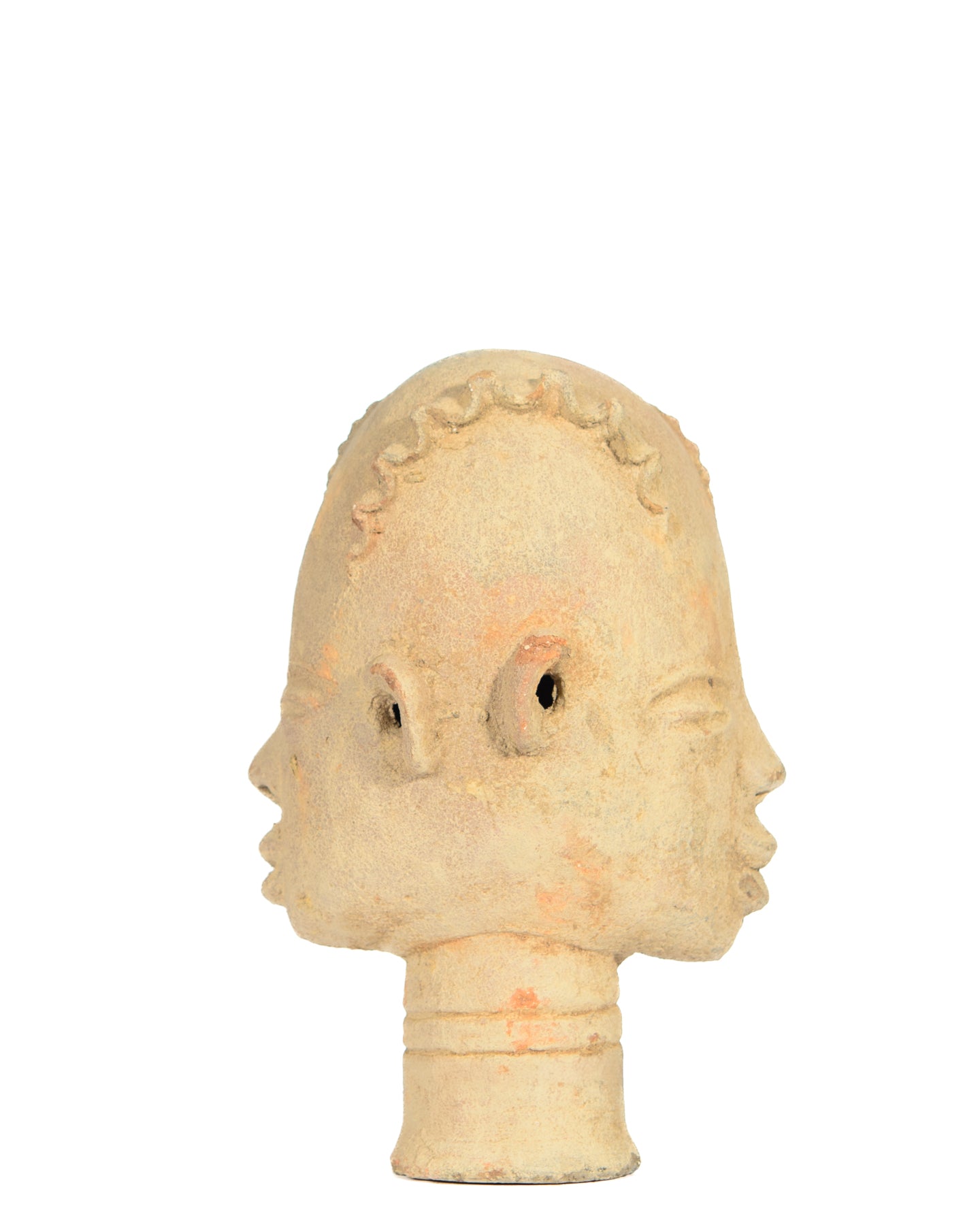 Terra Cotta Large Ceremonial Head Statue (light tan color) (shelf 4)