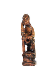 Hand Carved Sitting Man with Basket Statue (shelf 4)