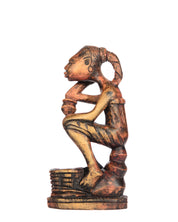 Hand Carved Sitting Man with Basket Statue (shelf 4)