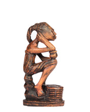 Hand Carved Sitting Man with Basket Statue (shelf 4)