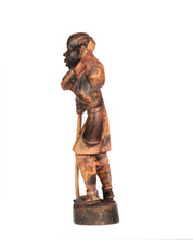 Hand Carved Village Man Hunter w/Walking stick Statue (shelf 4)