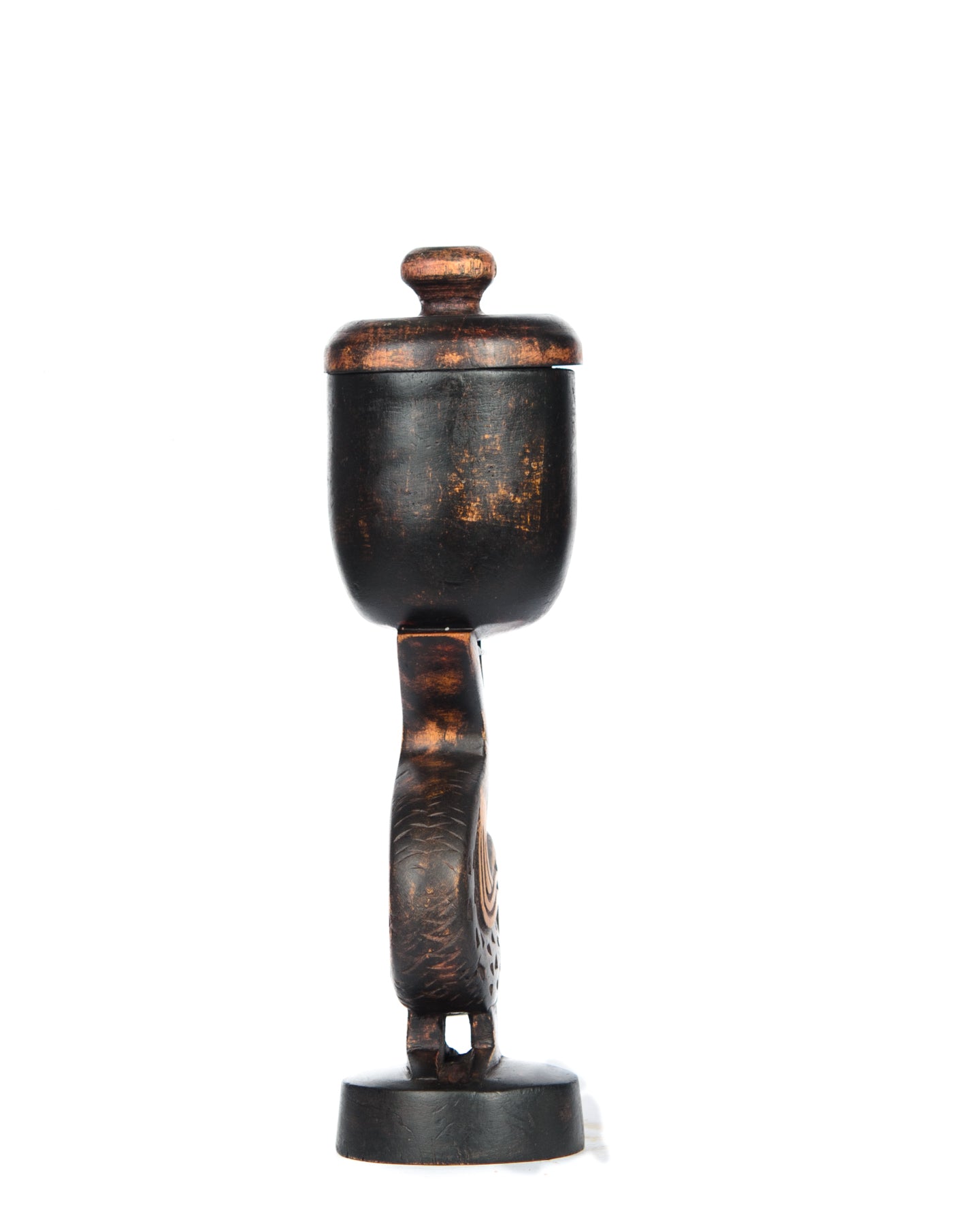 Hand Carved Sankofa Bird Item Holder w/ lid Statue (shelf 6)