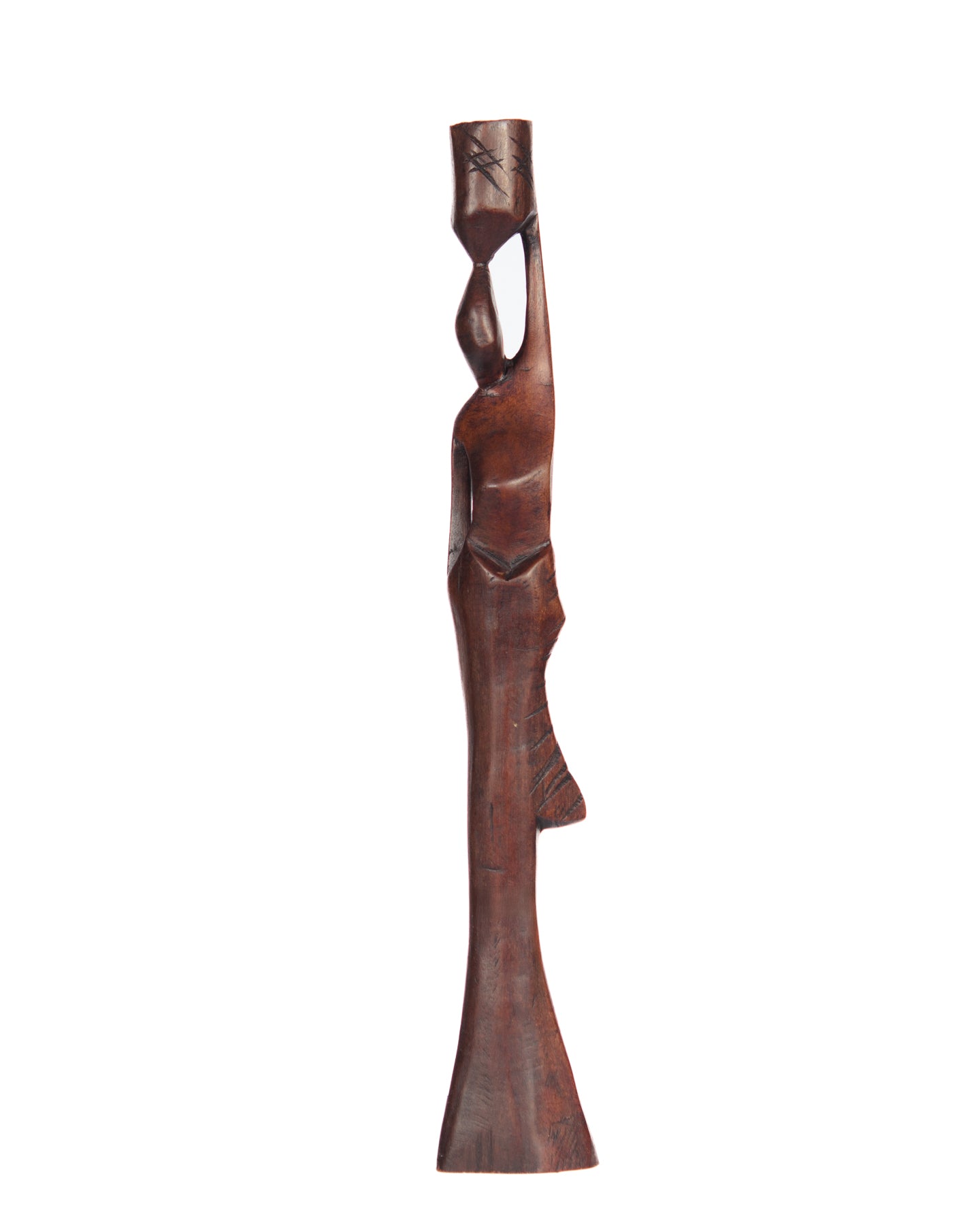 Hand Carved Slender Village Woman Water Bearer Statue (shelf 6)