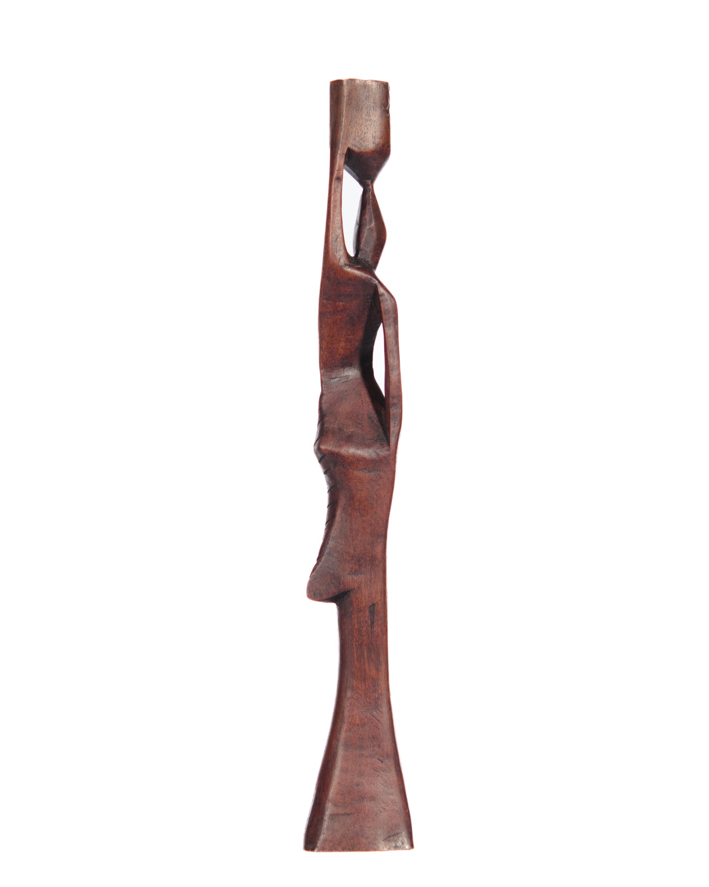 Hand Carved Slender Village Woman Water Bearer Statue (shelf 6)