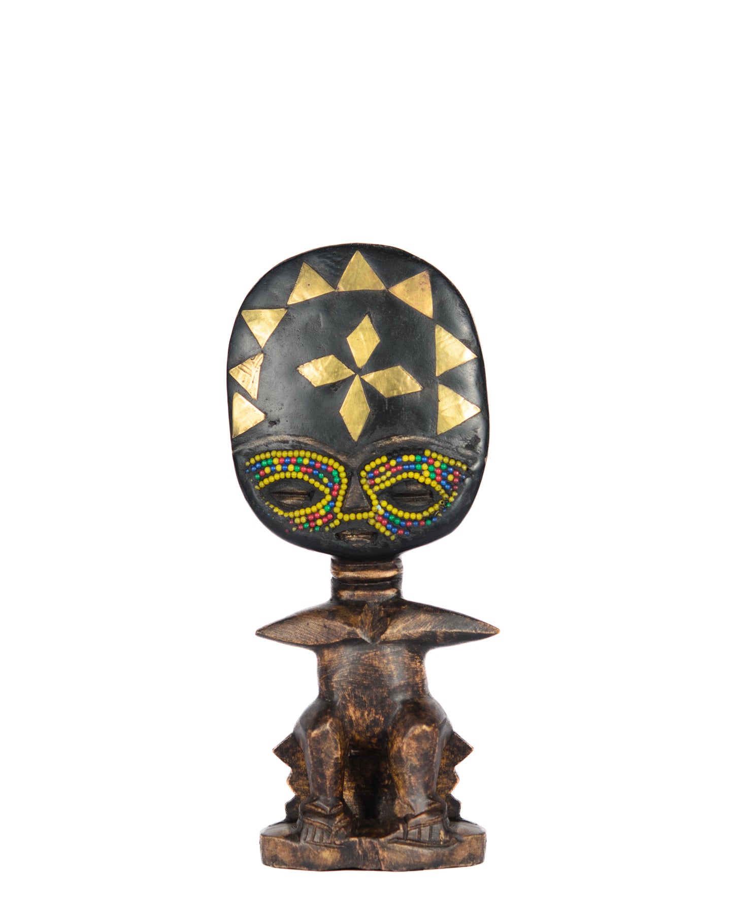 Hand Carved Sitting Beaded Fertility Goddess Statue (Shelf 11)