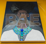 Navy background male canvas painting