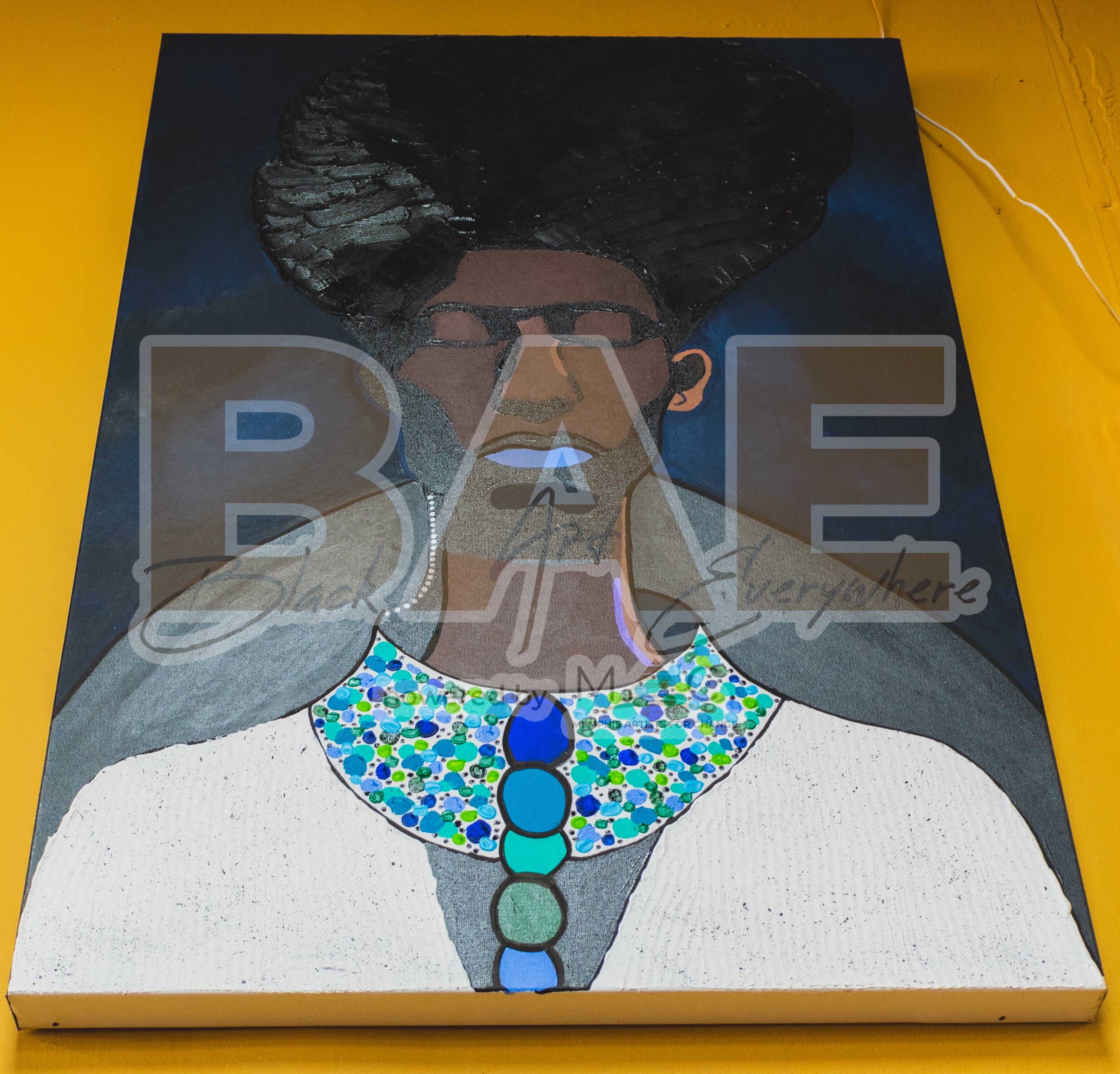 Navy background male canvas painting