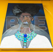 Navy background male canvas painting