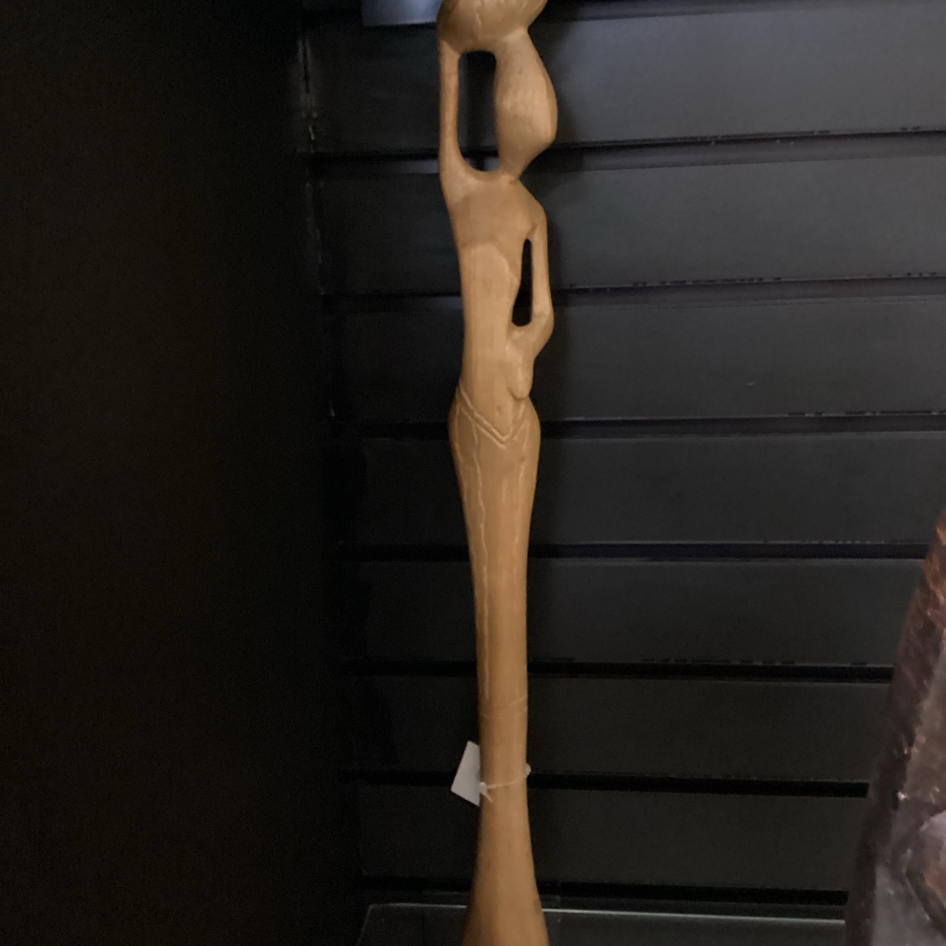 Hand Carved Slender Village Woman Fruit Bearer Statue (shelf 6)