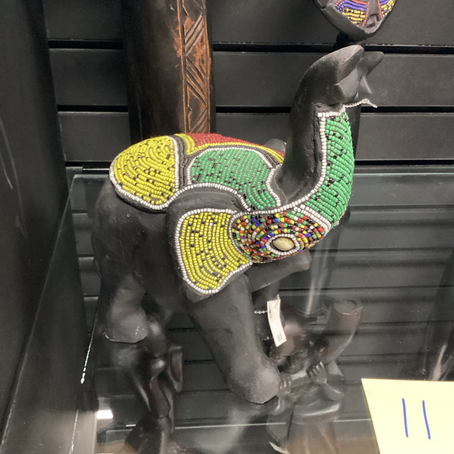 Hand Carved Beaded Elephant Accent (Shelf 11)