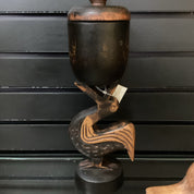 Hand Carved Sankofa Bird Item Holder w/ lid Statue (shelf 6)