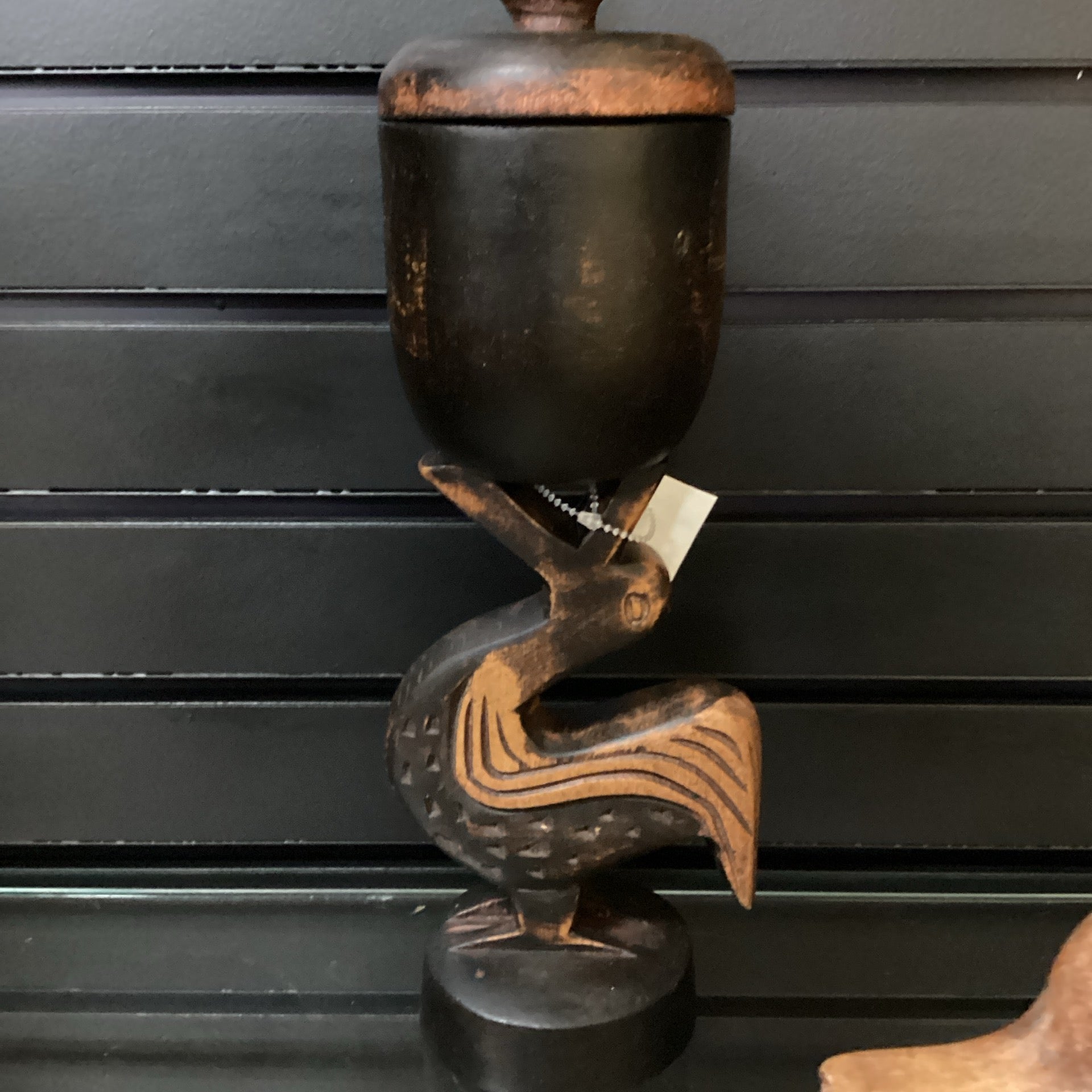 Hand Carved Sankofa Bird Item Holder w/ lid Statue (shelf 6)