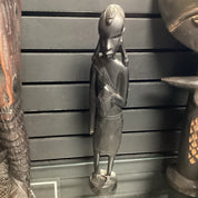 Hand Carved “Village Warrior Woman Holding Shield” Statue (shelf 9)