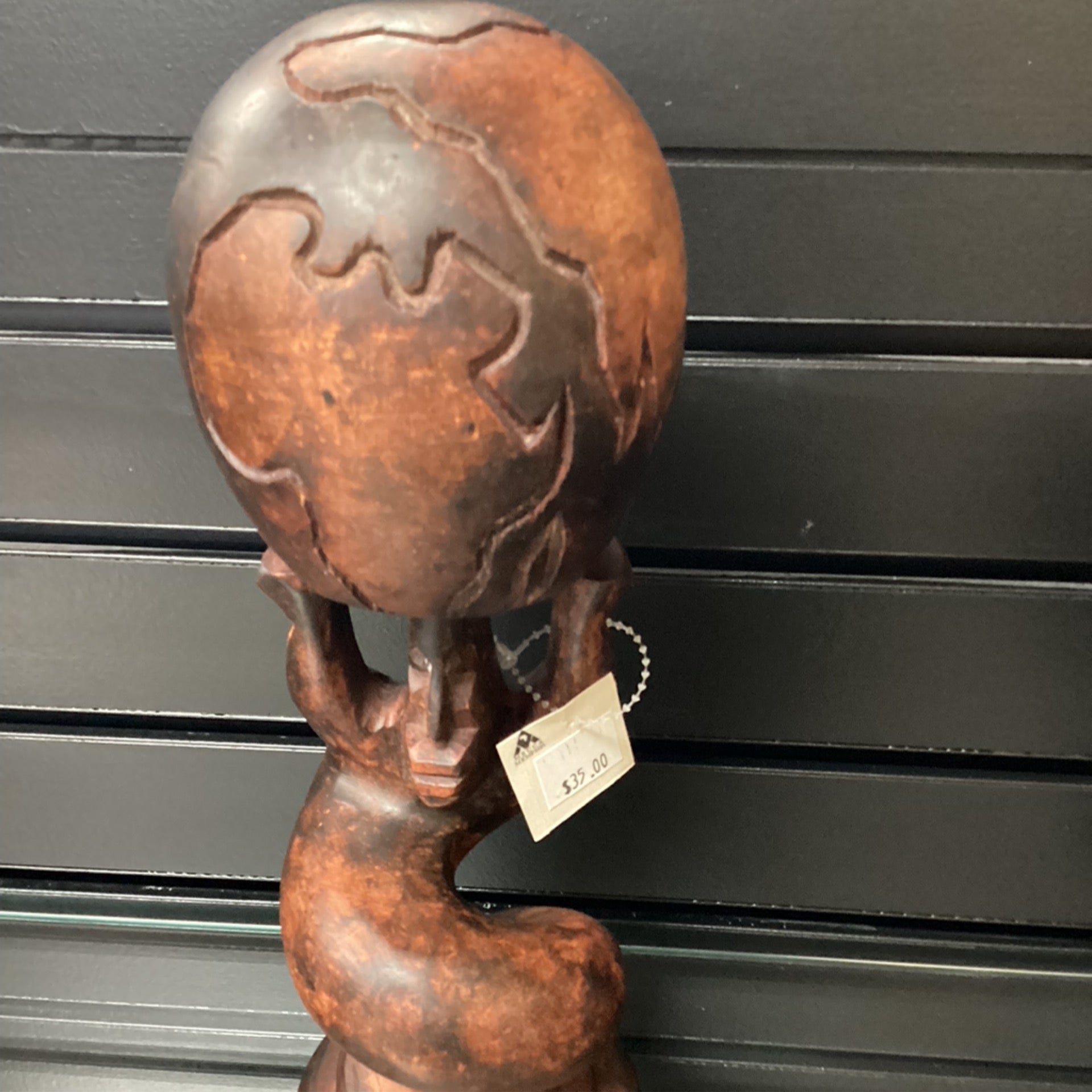 Hand Carved Medium Globe Statue (Shelf 3)