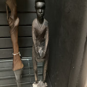 Hand Carved Village Boy w/ drum Statue (Shelf 12)