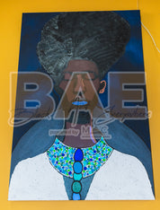 Navy background male canvas painting