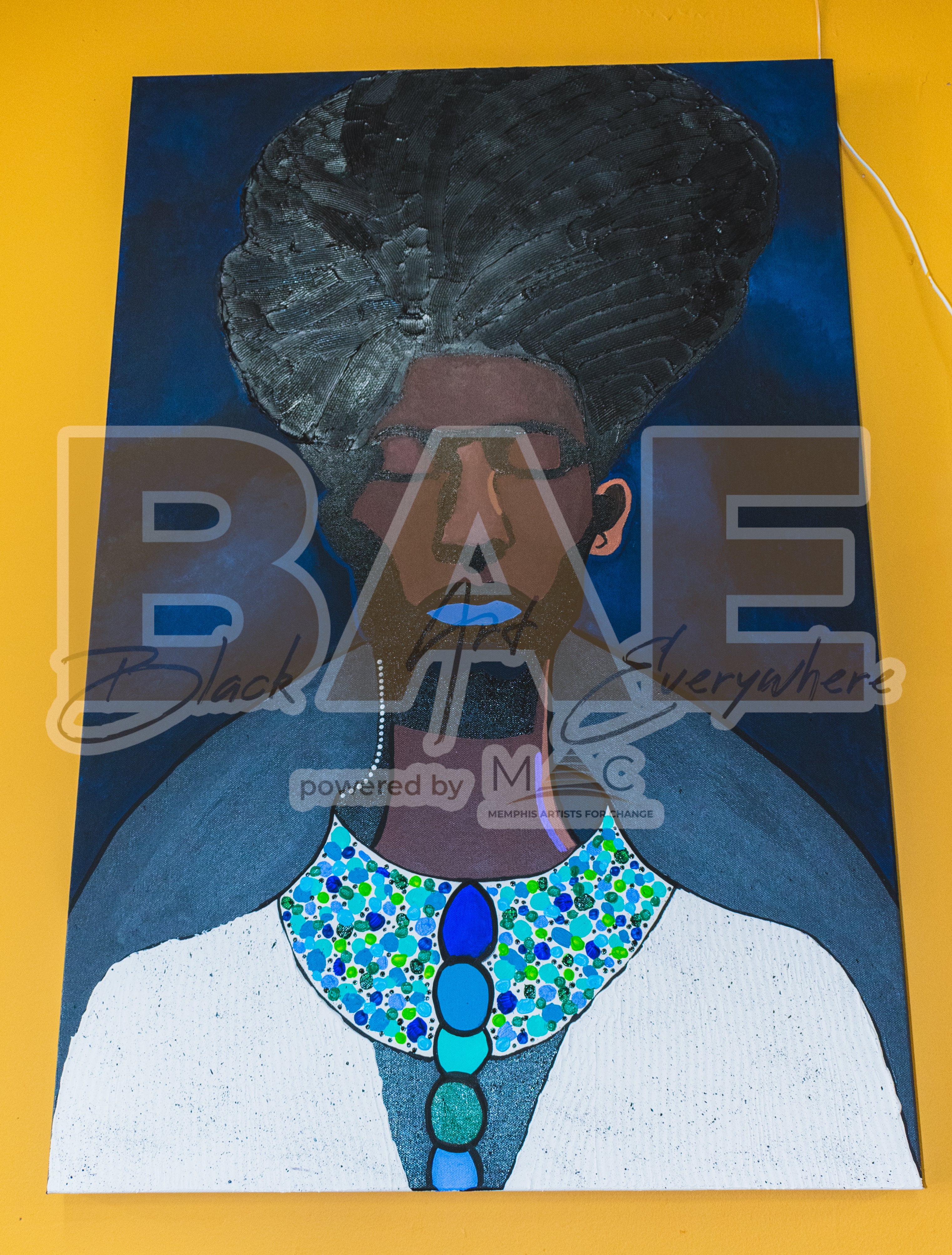Navy background male canvas painting