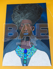 Navy background male canvas painting