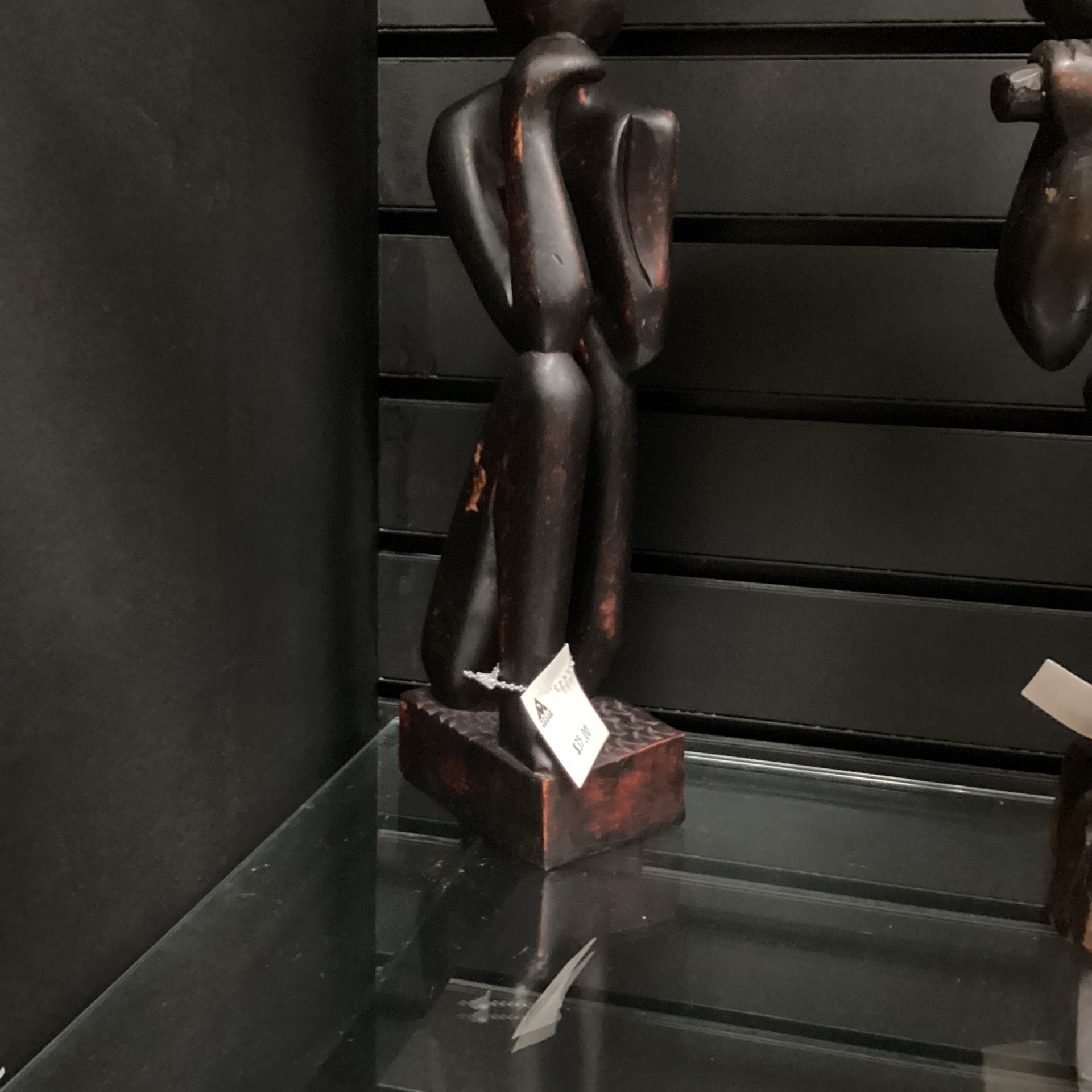 Hand Carved “Thinking Man” Statue (Shelf 12)