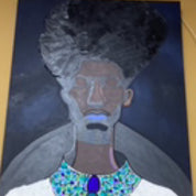 Navy background male canvas painting