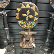 Hand Carved Sitting Beaded Fertility Goddess Statue (Shelf 11)