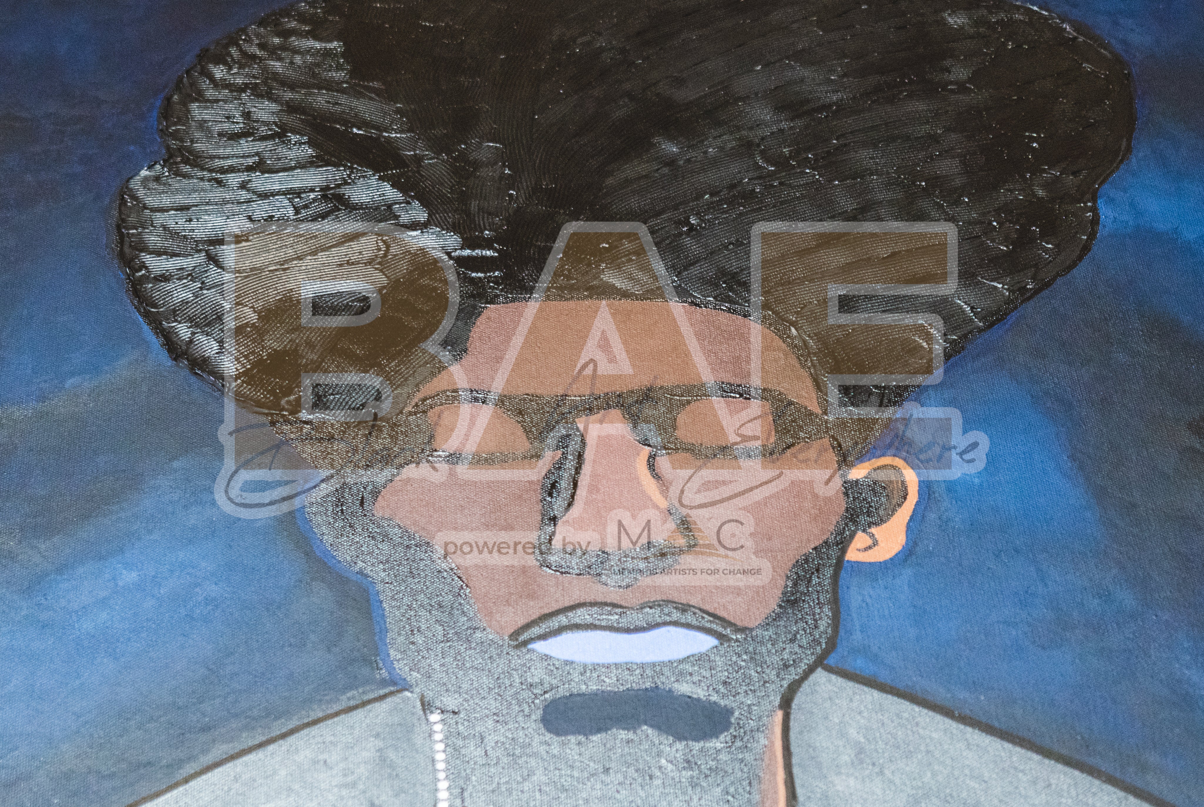 Navy background male canvas painting