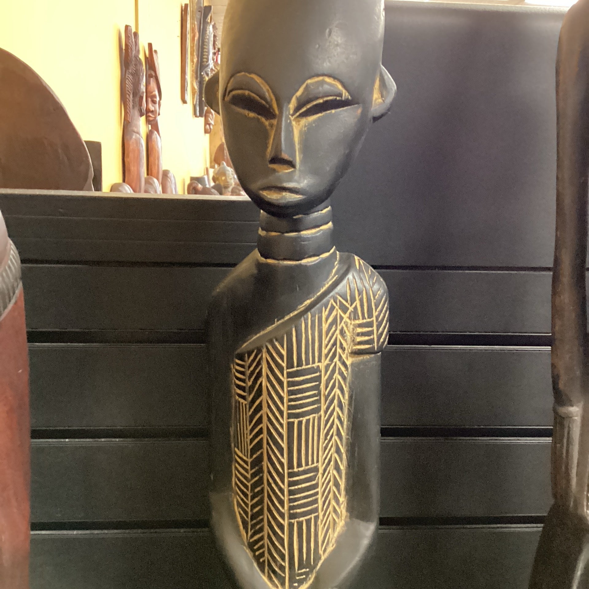 Hand Carved African Male Wood Doll Statue (shelf 7)